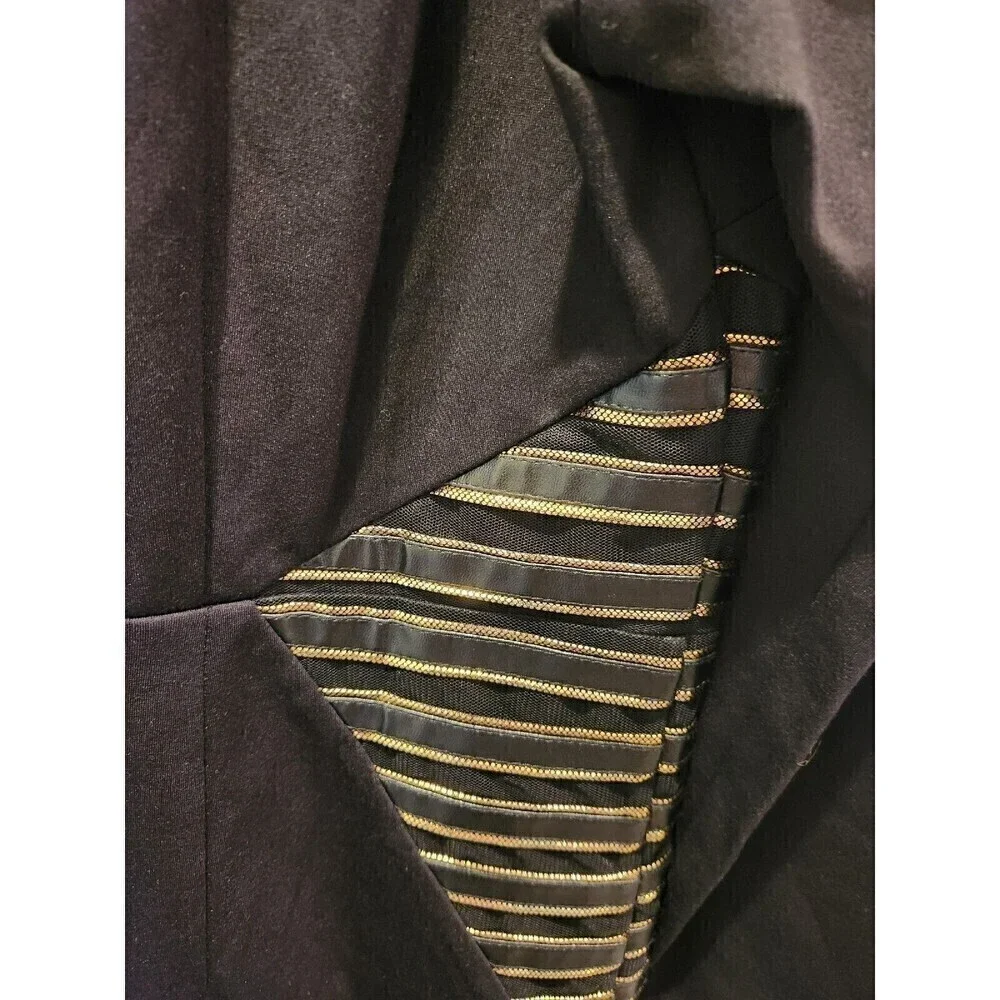 Eloquii Black Dress Gold Zipper Accents at sides for slimming effect long Sleeve - Picture 4 of 9